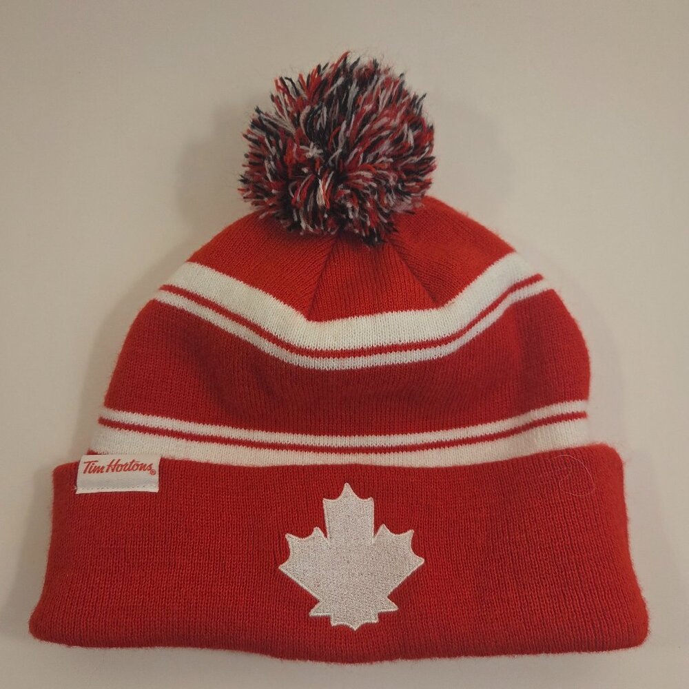 Tim Hortons Maple Leaf Pom Toque – Adult, Red/White